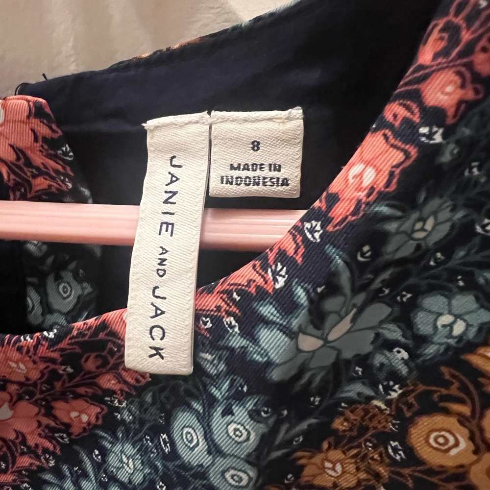 Janie and Jack Striped Floral Dress - Pink, Orange, Blue - Picture 3 of 3